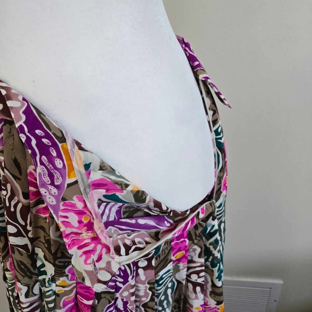 Vtg Christian Dior Midi Skirt Vintage Size 12 Silk Floral Skirt Side Zip *read* - Picture 3 of 11